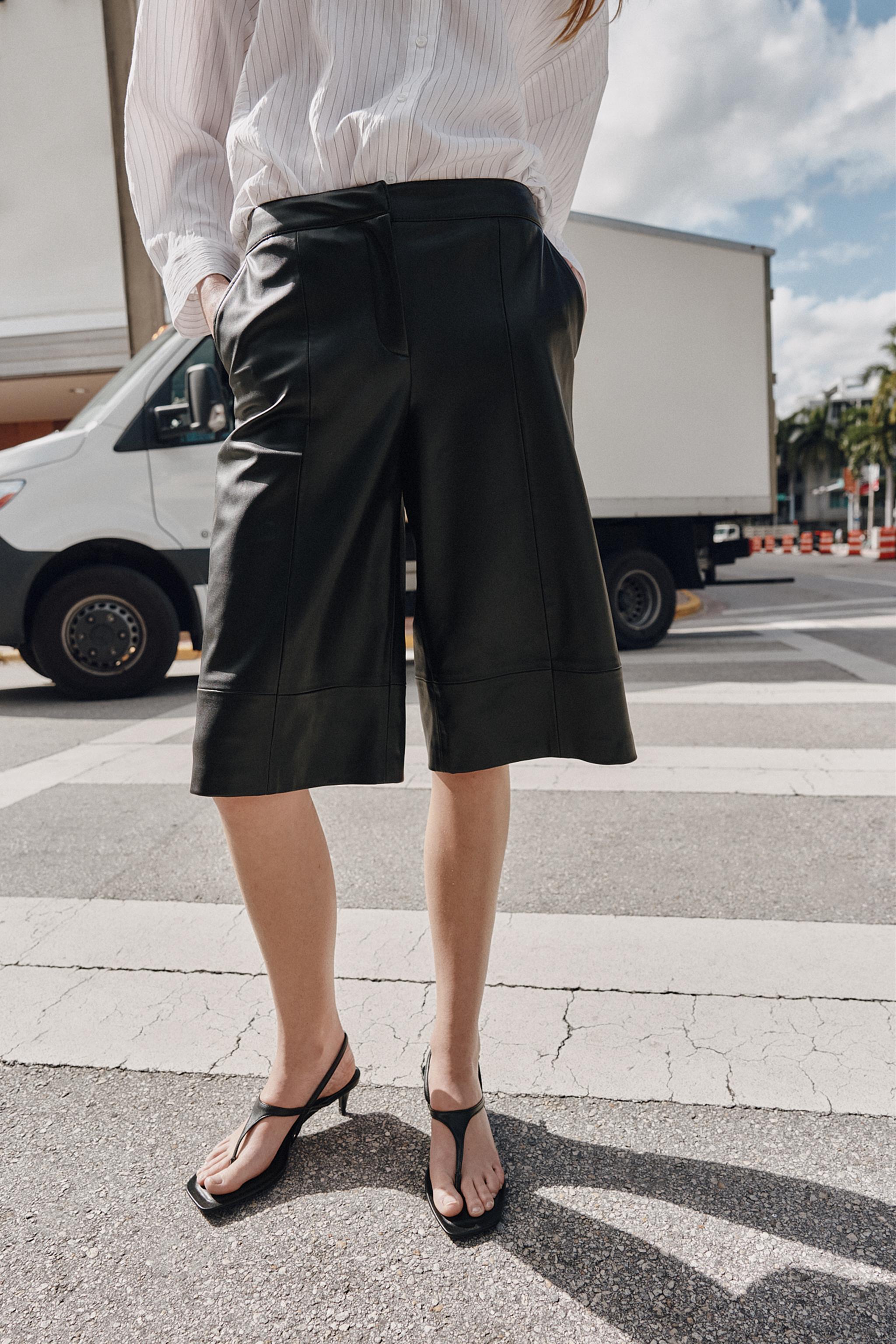 FAUX LEATHER LONG SHORTS